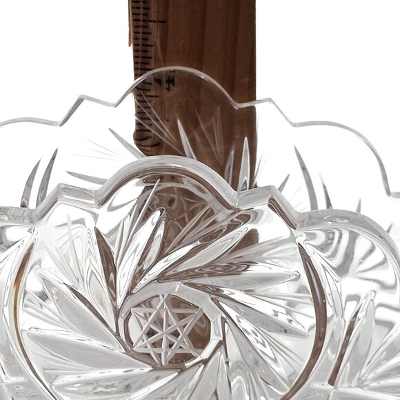 Vintage Cut Glass Letter Or Napkin Holder 6" scallop edge intricate swirl 24% C - Picture 5 of 11